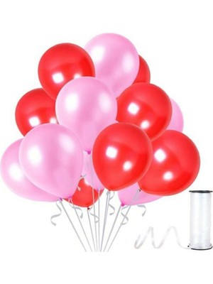 Kırmızı Lila Metalik Balon 100 Adet+ 5 mt Balon Zinciri