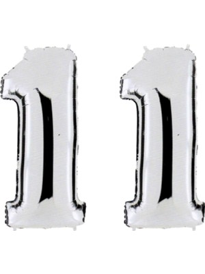 11 Yaş Sayı Folyo Balon Gümüş 40 Inç 100 cm