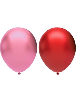 Metalik Balon Seti 100 Adet ( Pembe, Kırmızı)