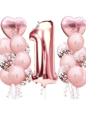 1 Yaş Rose Gold Doğum Günü Balon Seti