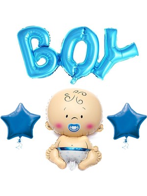 Boy Mavi Yıldızlı Folyo Balon Set