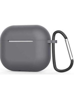 Case Street Casestreet Apple Airpods 3. Nesil Kılıf Mat Kancalı Silikon A11 Siyah