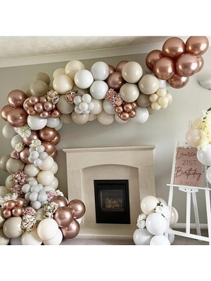 Trend Hediye Sepeti Krom Rose Gold Pastel Deniz Kumu Duman Rengi Balon 50 Adet ve 5 M Balon Zinciri