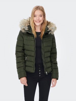 Only Kadın Mont Yeşil 15158943 Onlnewellan Quilted Hood