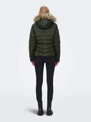 Only Kadın Mont Yeşil 15158943 Onlnewellan Quilted Hood