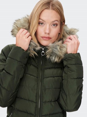 Only Kadın Mont Yeşil 15158943 Onlnewellan Quilted Hood