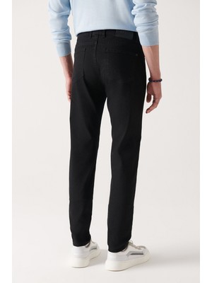 Avva Erkek Siyah Düz Yıkamalı Likralı Slim Fit Jean Pantolon E003561