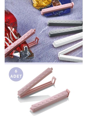 Evikonu 6'lı Poşet Kapatıcı Klips Ambalaj ve Torba Kapatma Aparatı Pratik Poşet Klipsi Mandalı