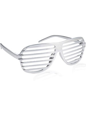 Pandoli Plastik Camsız Panjur Şekilli Parti Gözlüğü Gümüş Renk 1 Adet