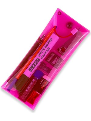 Badger Collection Jellycase Pembe - Şeffaf Pvc  Kalem Kutusu Kalemlik (Makyaj Kozmetik Aksesuar Çantası) Organizer