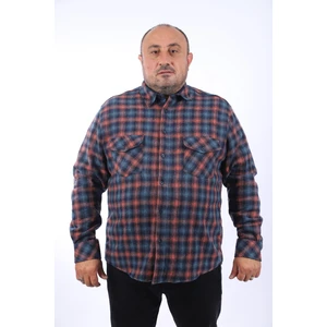 Oduncu Gömlek Çift Cep Small Plaid 22217-PETROL