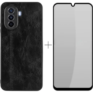 Huawei Nova Y70 için 2'si 1 Arada Ekran Koruyucu + Telefon Kılıfı - Siyah (Yurt Dışından)