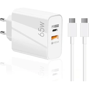 65W Usba PD33W Quick Charger 3.0 Type-C To Type-C 1m Kablolu Hızlı Şarj Aleti Set