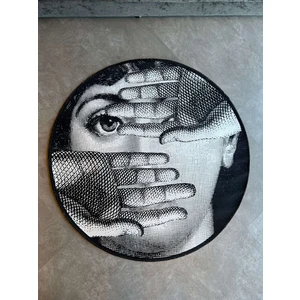 Rugs Modern Mira 875 Yüz ve El Temalı Siyah Beyaz Halı