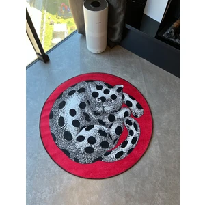 Rugs Modern Mira 879 Kedi Temalı Kırmızı Siyah Beyaz Halı