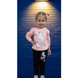 Pony Desenli %100 Pamuk Pijama Takımı-Pembe-Unicorn
