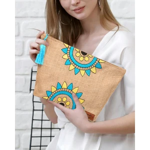 Hasır Kadın Portföy & Clutch Üçgen Çanta Mavi