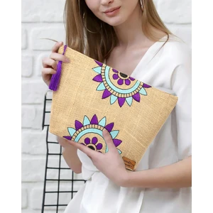 Hasır Kadın Portföy & Clutch Üçgen Çanta Mor