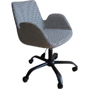 Kamusal Market Çalışma Sandalyesi Döküm Süngerli Siyah Beyaz Kumaş Metal Ayaklı