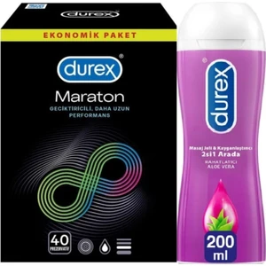 Maraton  Prezervatif 40 Adet +Durex Aloevera Play Masaj Jeli 200 ml