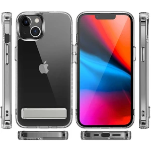 Case 4U Apple iPhone 13 Kılıf Standlı Darbe Koruyucu Silikon L-Stand Arka Kapak Şeffaf