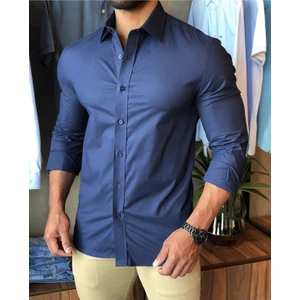 Piola Club Slim Fit Lacivert Erkek Gömlek