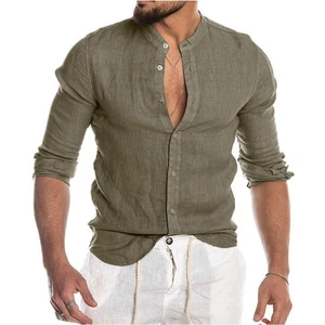 Piola Club Hakim Yaka Keten Haki Erkek Gömlek