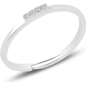Söğütlü Silver Gümüş Rodyumlu Zirkon Taşlı Ayarlamalı Elegant Gümüş Yüzük