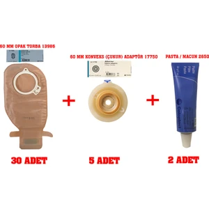 Coloplast Ostomi Torbası Opak-60 Mm-30 Adet Ostomi Konveks Adaptör Opak -5 Adet Pasta 60GR-2 Adet 13986(30)+17750(5)+2650(2)