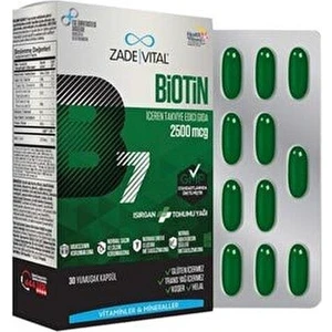 Zade Vital Biotin B7 Isırgan Tohum Yağı 30 Kapsül