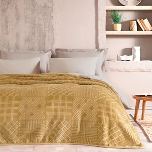 Bedding Nova Çift Kişilik  Emboss Battaniye - Hardal