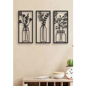 Home Trend Saksı Çiçek 3’lü Dekoratif Ahşap Tablo