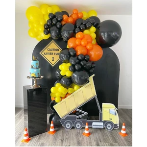 Rönesans Parti 50 Adet Siyah, Sarı, Turuncu Balon ve 5mt Balon Zinciri