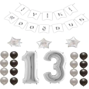 Rönesans Parti Iyiki Doğdun Yazılı 13 Yaş Gümüş Renk Doğum Günü Parti Seti