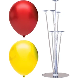 Rönesans Parti 7 Çubuklu Balon Standı + 7 Adet Balon ( Kırmızı, Sarı )
