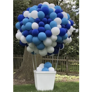 Rönesans Parti Pastel Beyaz-Açık Mavi-Koyu Mavi Balon Zinciri 70 Adet  + 5 mt Balon Zinciri