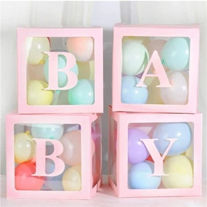 Rönesans Parti Baby Yazılı Pembe Şeffaf Harfli Kutu + 30 Adet Balon