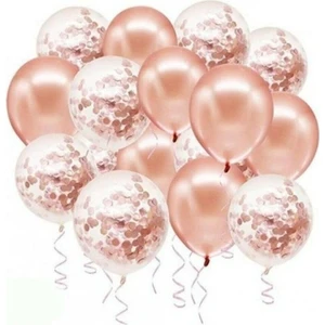 Rönesans Parti Rose Gold Konfetili Balon Seti (20 Adet)