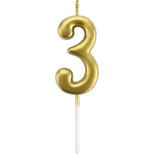 Rönesans Parti 3 Yaş Gold Rakam Mum Altın Renk Doğum Günü Pasta Mumu 12 cm