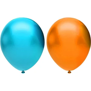Rönesans Parti Metalik Balon Seti 10 Adet ( Açık Mavi, Turuncu)