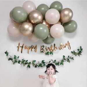 Rönesans Parti Küf Yeşili -Ten Rengi-Krom Gold Balon Seti 25 Adet