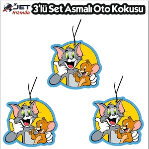 Jet Hızında 3lü Set Tom ve Jerry Tasarımlı Premium Oto Araç Kokusu