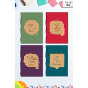 Le Color 4'lü Defter Seti 17X24 Sert Kapak Spiralli Düz