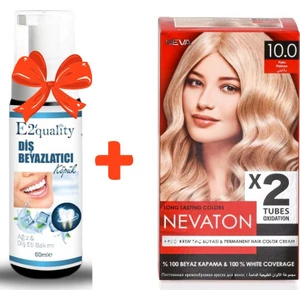 E2'Quality Diş Köpüğü + Nevaton Krem Saç Boyası 10.0 Platin (Bir Kutuda 2 Boyama)