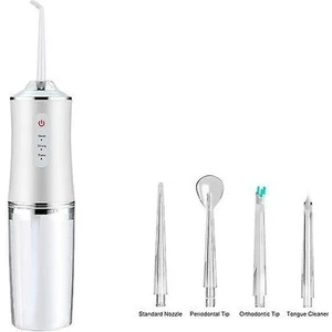 Ev Taşınabilir Ağız Irrigator USB Şarj Edilebilir Su Flosser Taşınabilir Diş Su Pick 220 ml Su Tankı Su Geçirmez Diş Temizleyici (Beyaz) (Yurt Dışından)