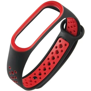 Xiaomi Mi Band 4 Delikli Silikon Siyah Kırmızı Kordon