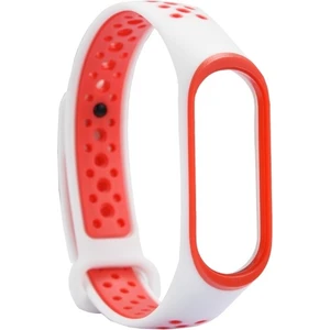 Xiaomi Mi Band 4 Delikli Silikon Beyaz Kırmızı Kordon