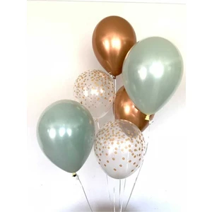 Rönesans Parti Krom Gold - Küf Yeşili Şeffaf Konfetili Balon Seti
