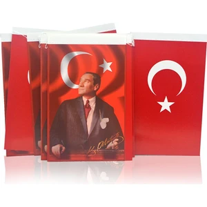 20'li Ipli Kağıt Atalı Türk Bayraklı, 23 Nisan 19 Mayıs Süsleme 2 Paket