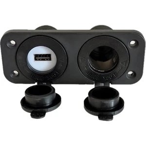 Yigitled  Oto Karavan USB Şarj Soketi ve Çakmaklık Girişi Ikili Çerceveli QC03 Hızlışarj  12V 32V